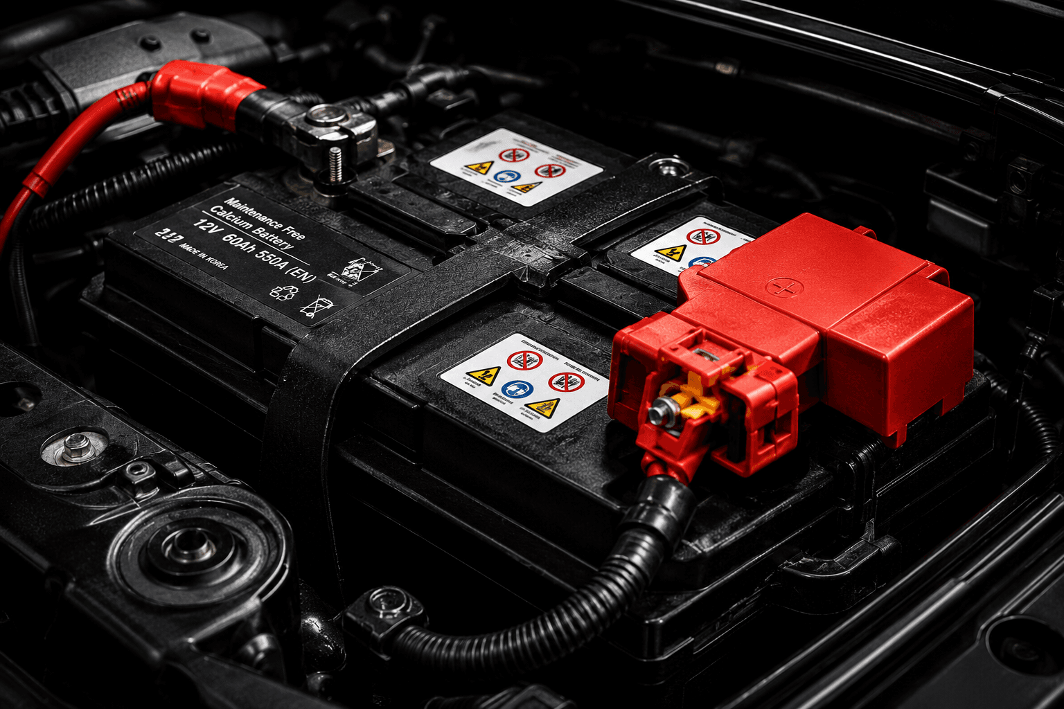 Vehicle battery terminals during a charging system test